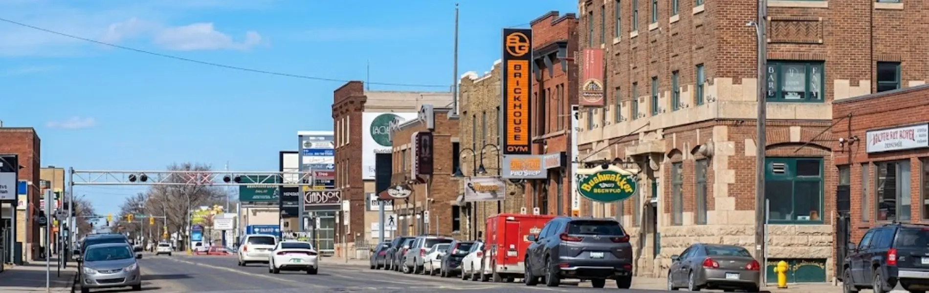 Historic red brick buildings in Regina's Warehouse District